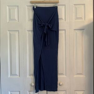 Blue Maxi Skirt with Front Tie